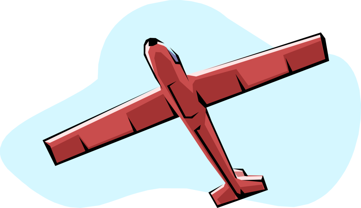 Vector Illustration of Glider Heavier-than-Air Aircraft Glides in Free Flight