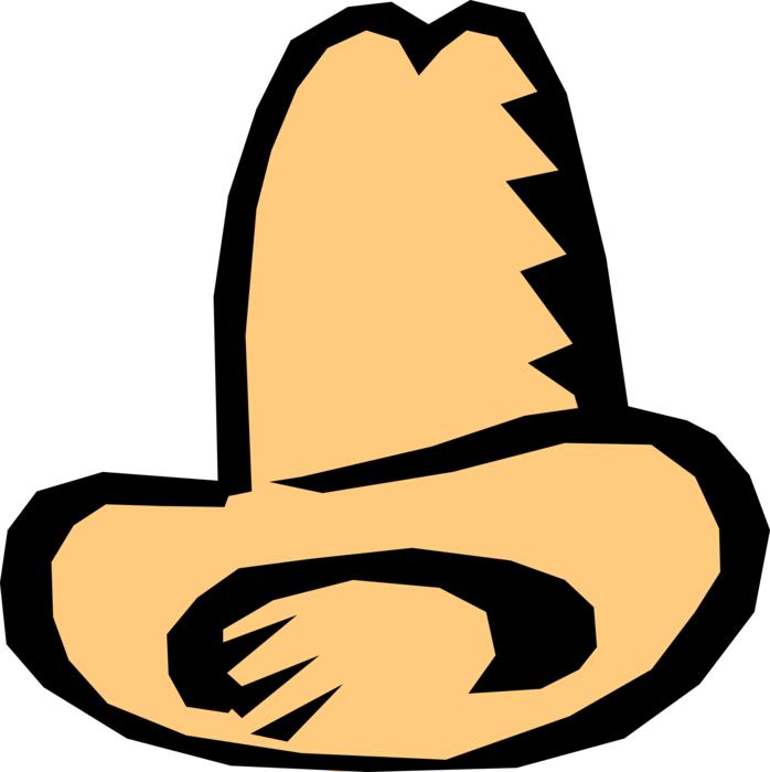 Vector Illustration of Western Stetson Cowboy Hat Head Covering Hat Protects Against the Elements