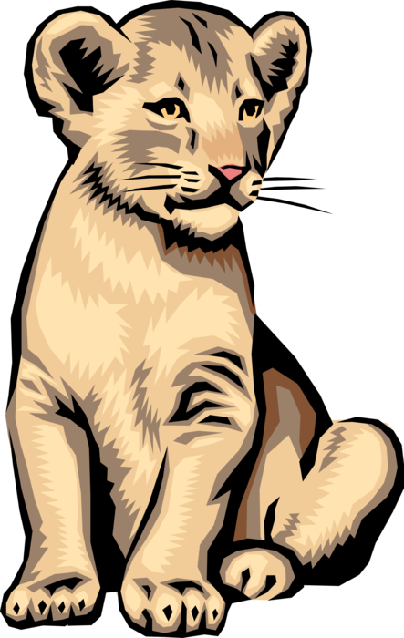Vector Illustration of Big Cat African Lion Cub