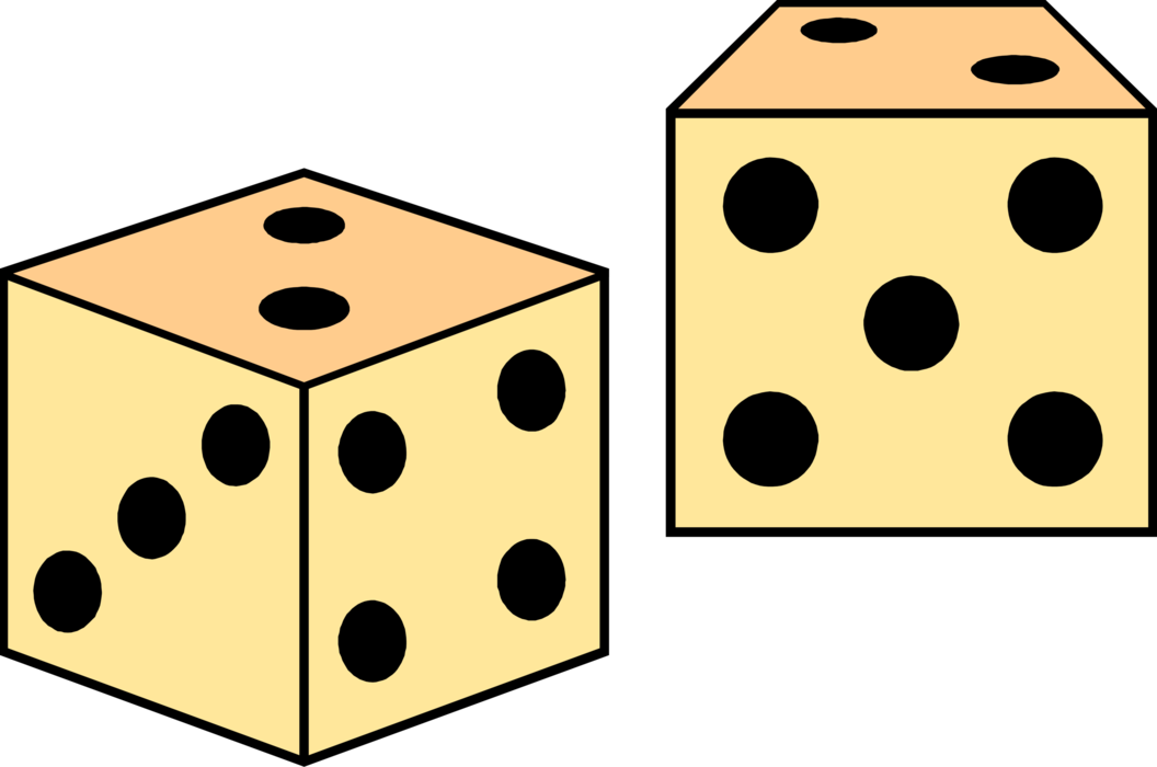 Vector Illustration of Dice used in Pairs in Casino Games of Chance or Gambling