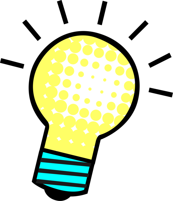 Vector Illustration of Electric Light Bulb Symbol of Invention, Innovation, Inspiration and Good Ideas