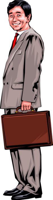 Vector Illustration of Japanese Businessman with Briefcase