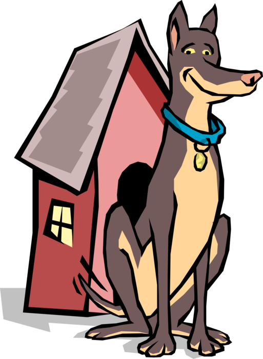 Vector Illustration of Guard Dog Sits on Guard