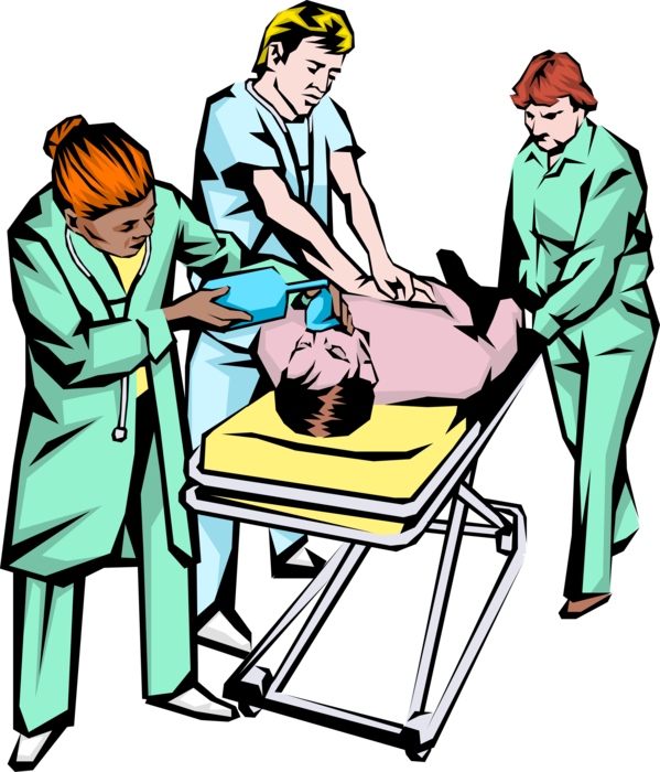 Vector Illustration of Emergency Room Hospital Patient Resuscitation to Overdose Victim