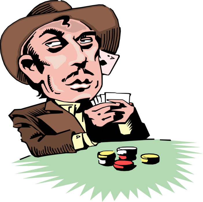 Vector Illustration of Old West Gambling Gambler Poker Card Player