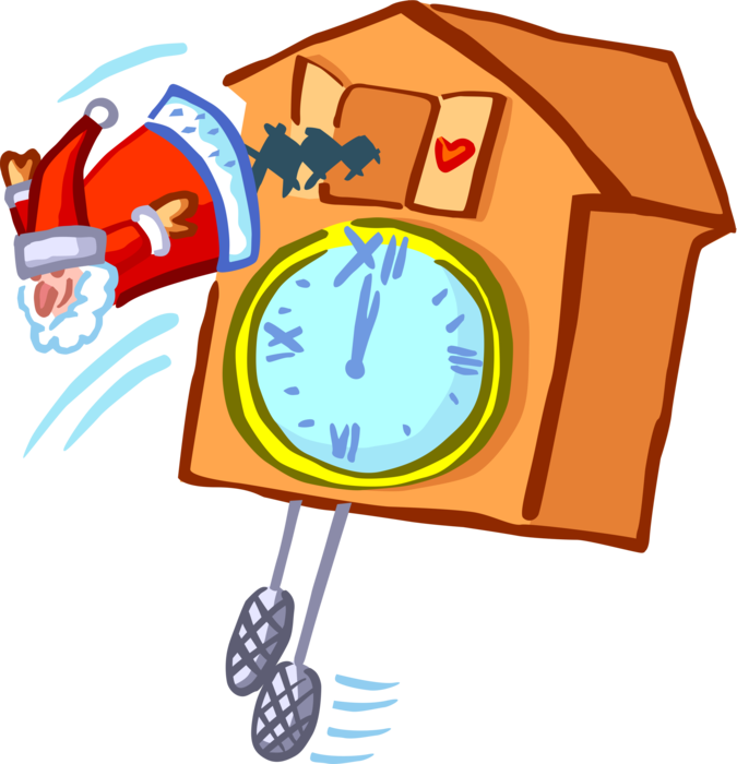 Vector Illustration of Santa Claus Coo-Coo Clock Tells Time