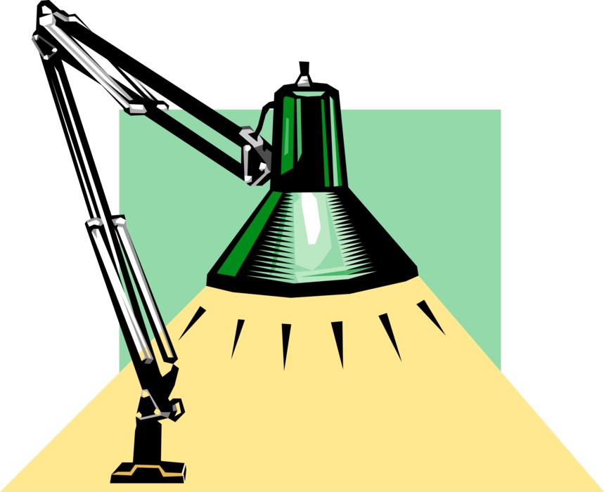 Vector Illustration of Office Desk Lamp Provides Light