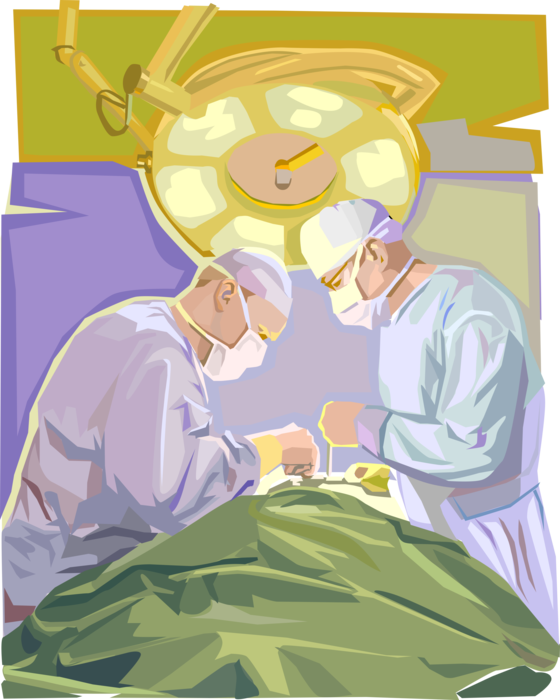 Vector Illustration of Health Care Professional Doctor Physician Surgeons in Operating Room Surgery