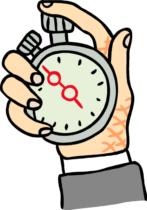 Vector Illustration of Handheld Stopwatch Timepiece Measures Elapsed Time