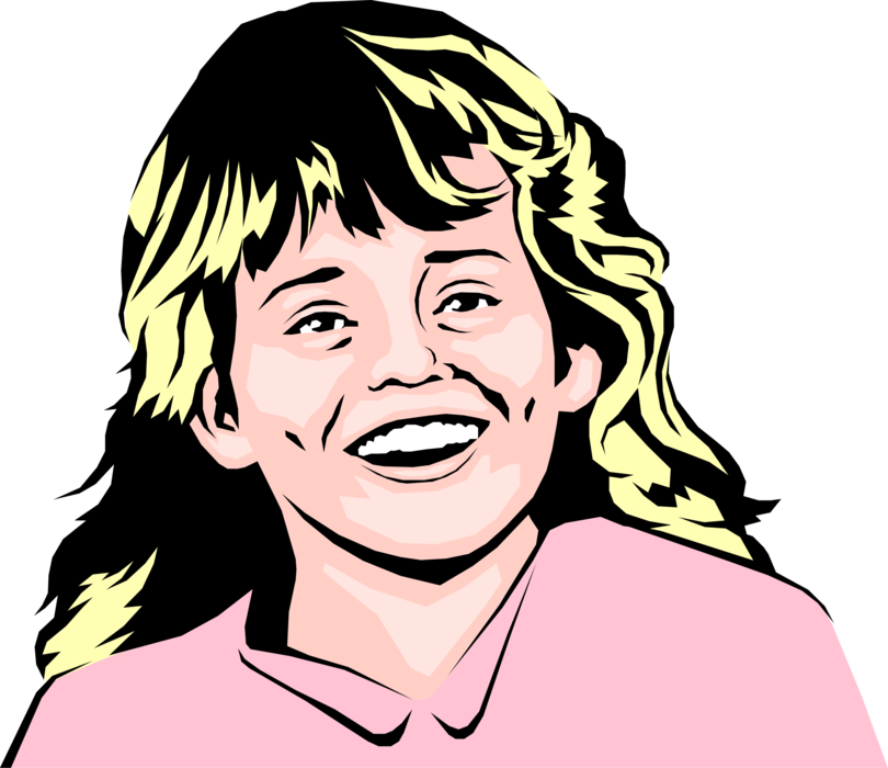 Vector Illustration of Young Girl Smiles