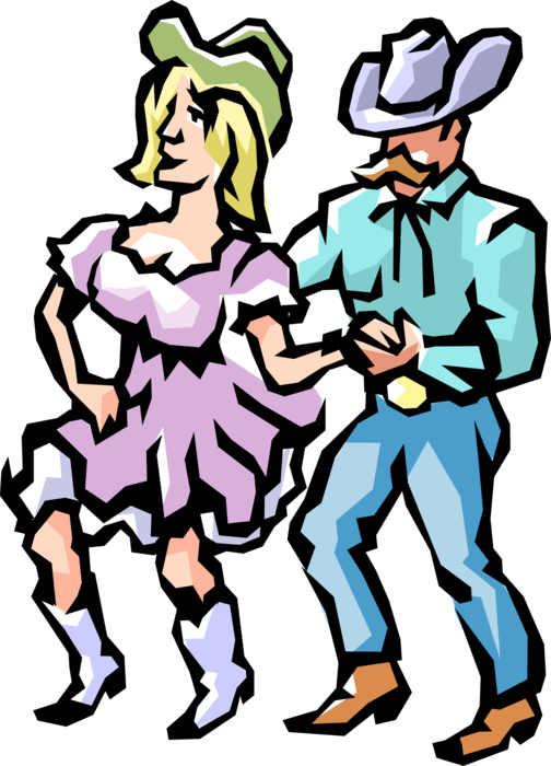 Vector Illustration of Western Square Dancers Make It Look Easy