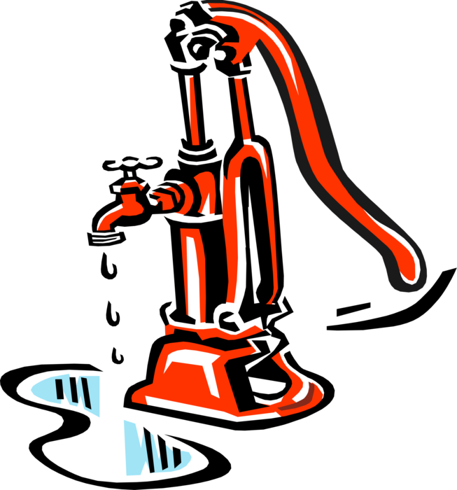 Vector Illustration of Water Pump Reciprocating Hand Pump Pumps Water from Wells