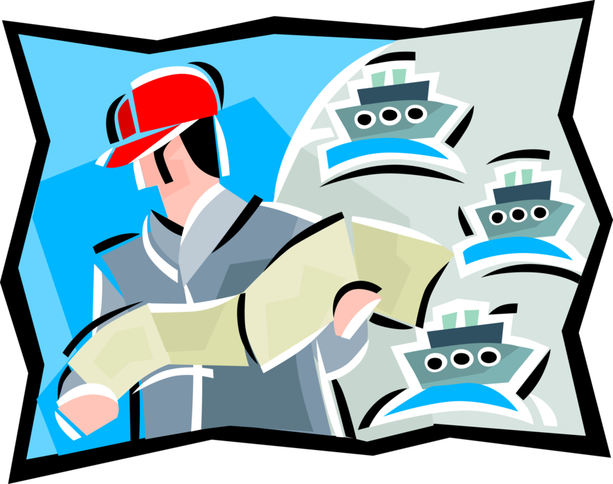 Vector Illustration of Man Studying Cargo Shipping Documents