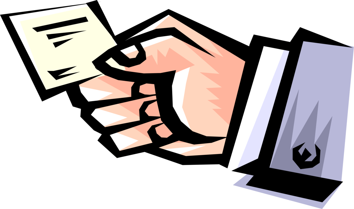 Vector Illustration of Businessman Hand Holds Business Card