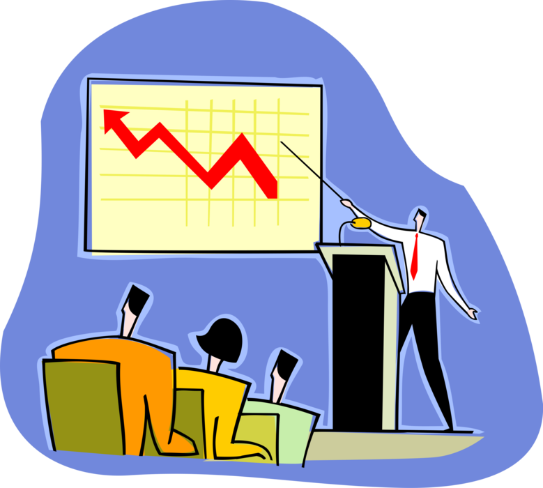 Vector Illustration of Marketing and Sales Report Presentation with Quarterly Increase in Profits