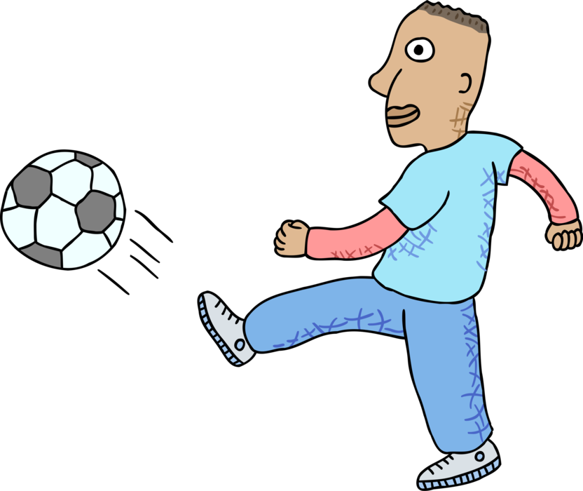 Vector Illustration of Sport of Soccer Football Player Kicking Ball