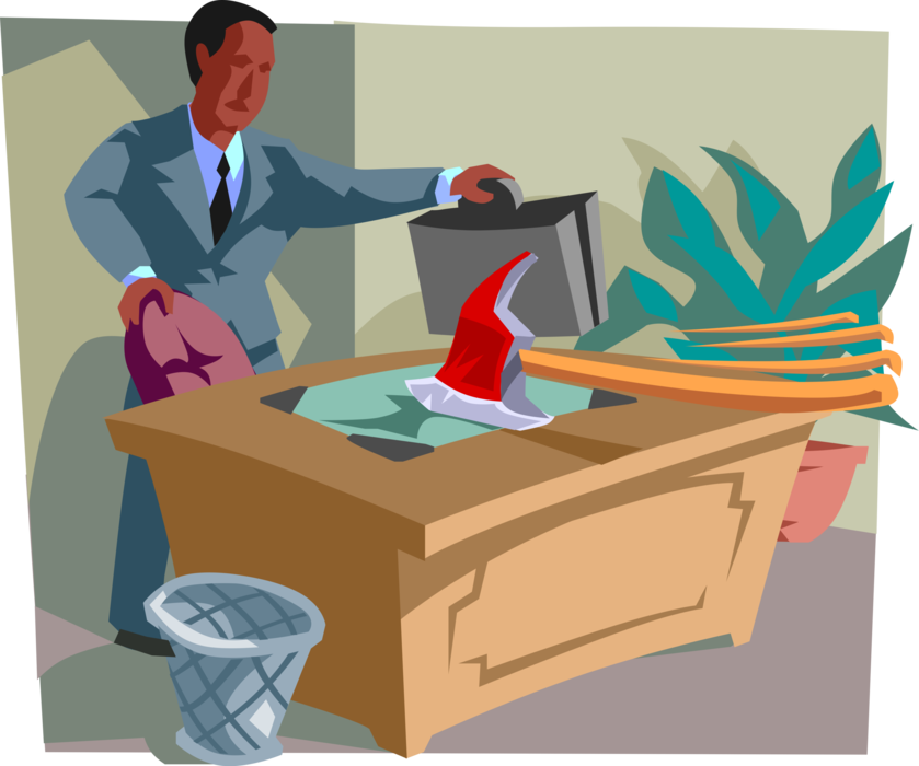 Vector Illustration of Not So Lucky Businessman "Gets the Axe" Idiom