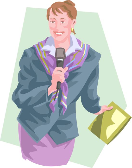 Vector Illustration of Business Presenter with Microphone 