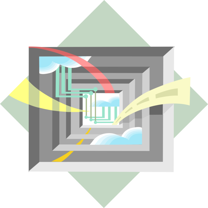 Vector Illustration of Computer Printed Circuit Board Electrically Connects Electronic Components Concept