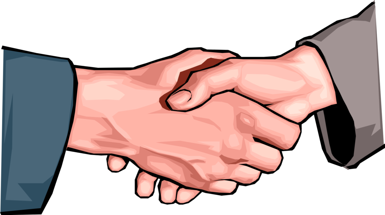 Vector Illustration of Businessmen Shaking Hands in Introduction Greeting or Agreement