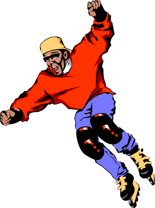 Vector Illustration of Rollerblader Rollerblading on Inline Skate Rollerblades