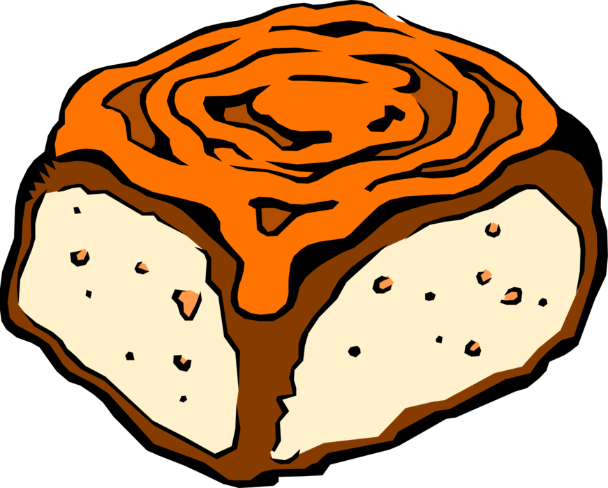 Vector Illustration of Sweet Dessert Cake Cinnamon Bun