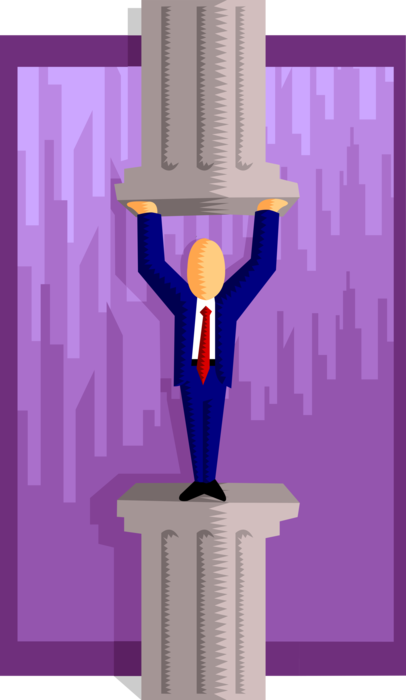 Vector Illustration of Businessman Receives Recognition Standing on Pedestal