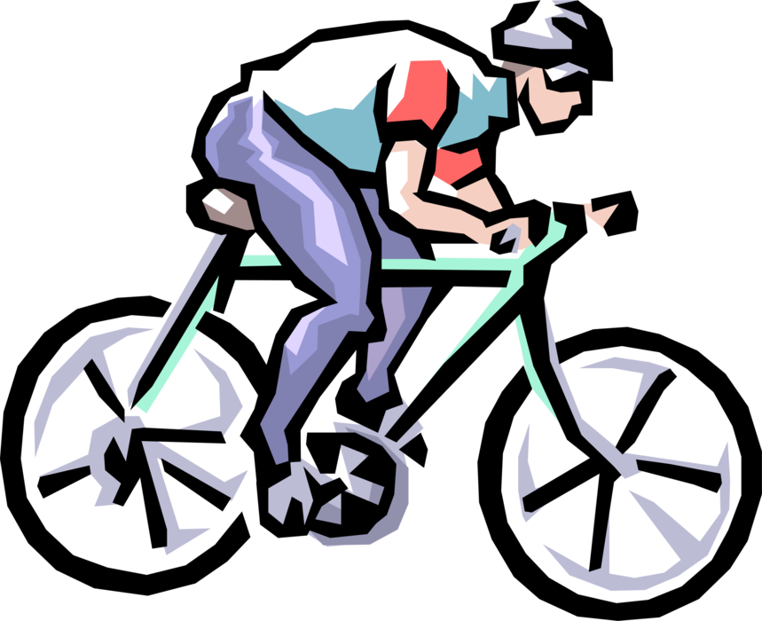 Vector Illustration of Cyclist Rides in Bicycle Race