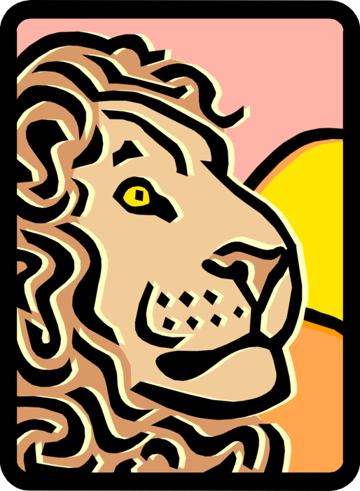 Vector Illustration of African Male Lion King of the Jungle