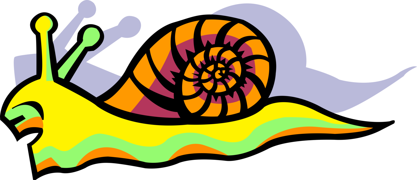 Vector Illustration of Snail or Terrestrial Gastropod Mollusk