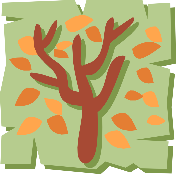 Vector Illustration of Deciduous Tree in Autumn Fall