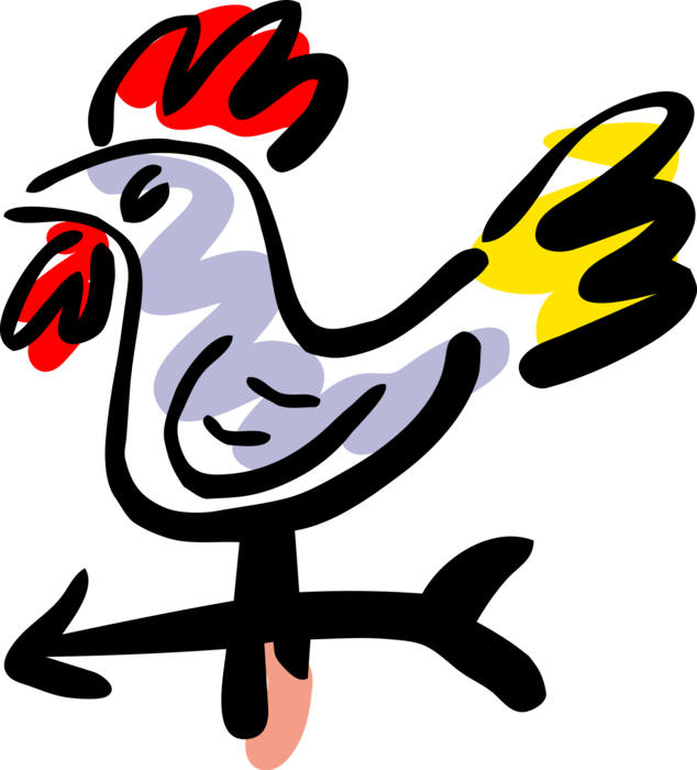 Vector Illustration of Weather Vane or Weathercock Rooster Wind Direction Indicator