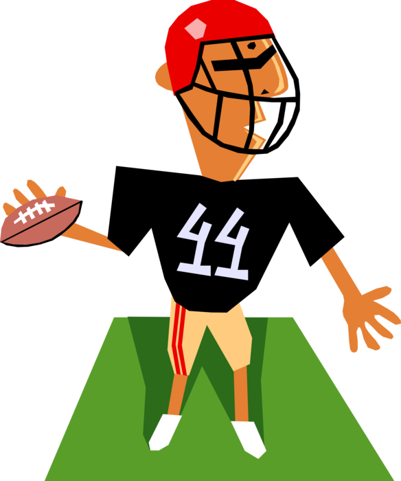 Vector Illustration of Football Quarterback Throwing Ball