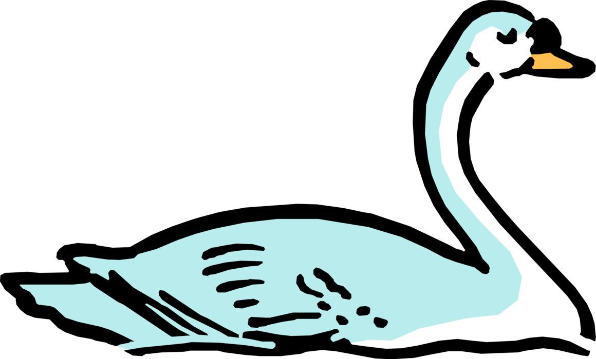 Vector Illustration of Cartoon Mute Swan Swimming