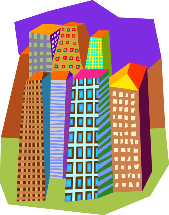 Vector Illustration of Condominium Apartment Buildings