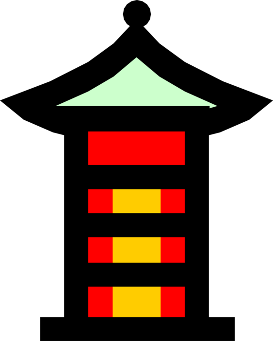 Vector Illustration of Japanese Pagoda Temple or Sacred Structure Symbol