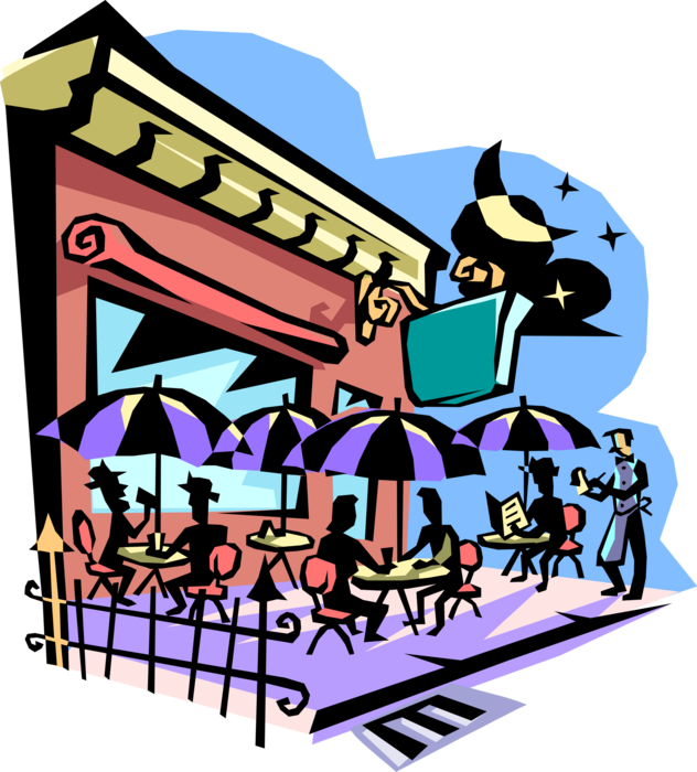 Vector Illustration of Outdoor Street Café Restaurant
