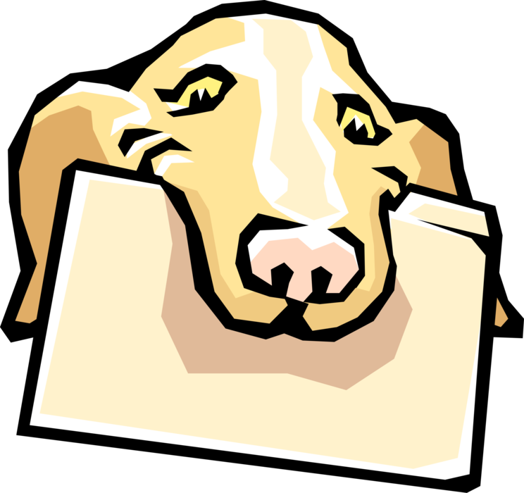 Vector Illustration of Family Pet Dog with File Folder for Organizing Papers