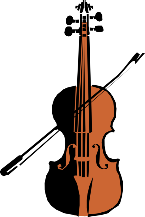 Vector Illustration of Fiddle Violin Stringed Musical Instrument