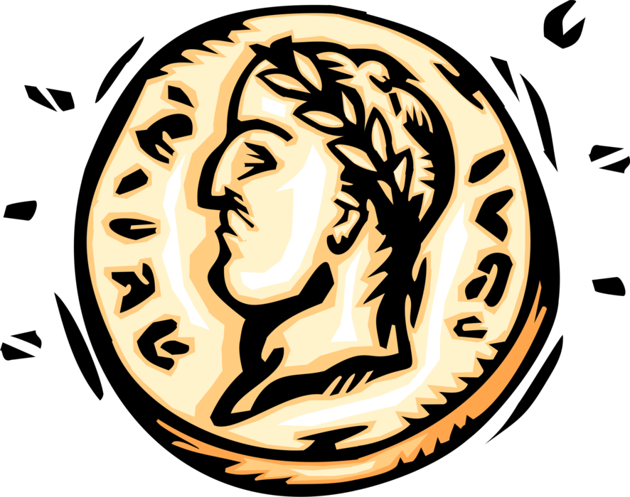 Vector Illustration of Money Currency Coin from Antiquity with Caesar's Head