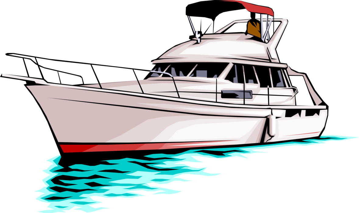 Vector Illustration of Pleasure Craft Boat Watercraft Water-Borne Transport Vehicle