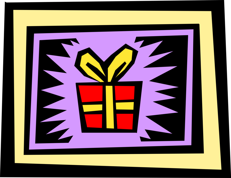Vector Illustration of Gift Present with Yellow Ribbon