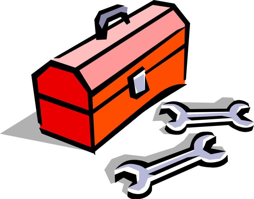 Vector Illustration of Toolbox, Toolkit, Tool Chest or Workbox Organizes and Carries Tools