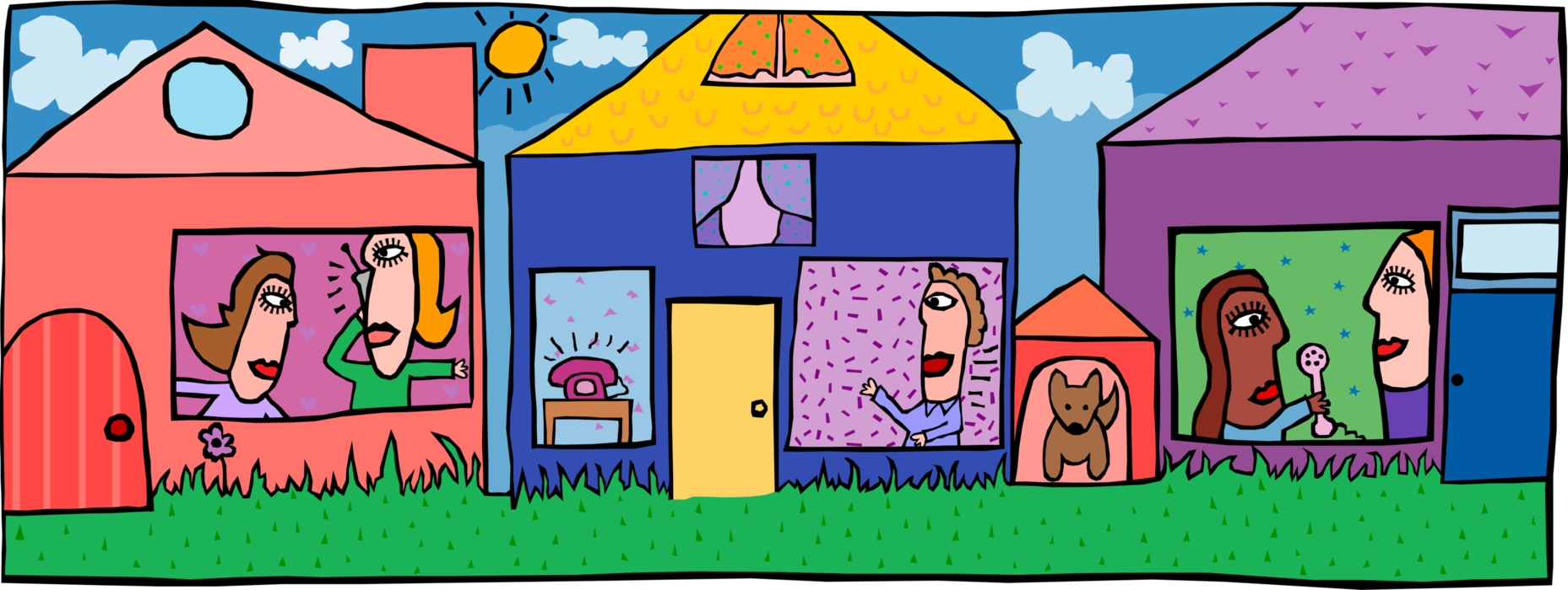 Vector Illustration of Community Family Residence House Homes