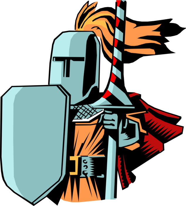 Vector Illustration of Medieval Chivalry Knight Prepares to Joust