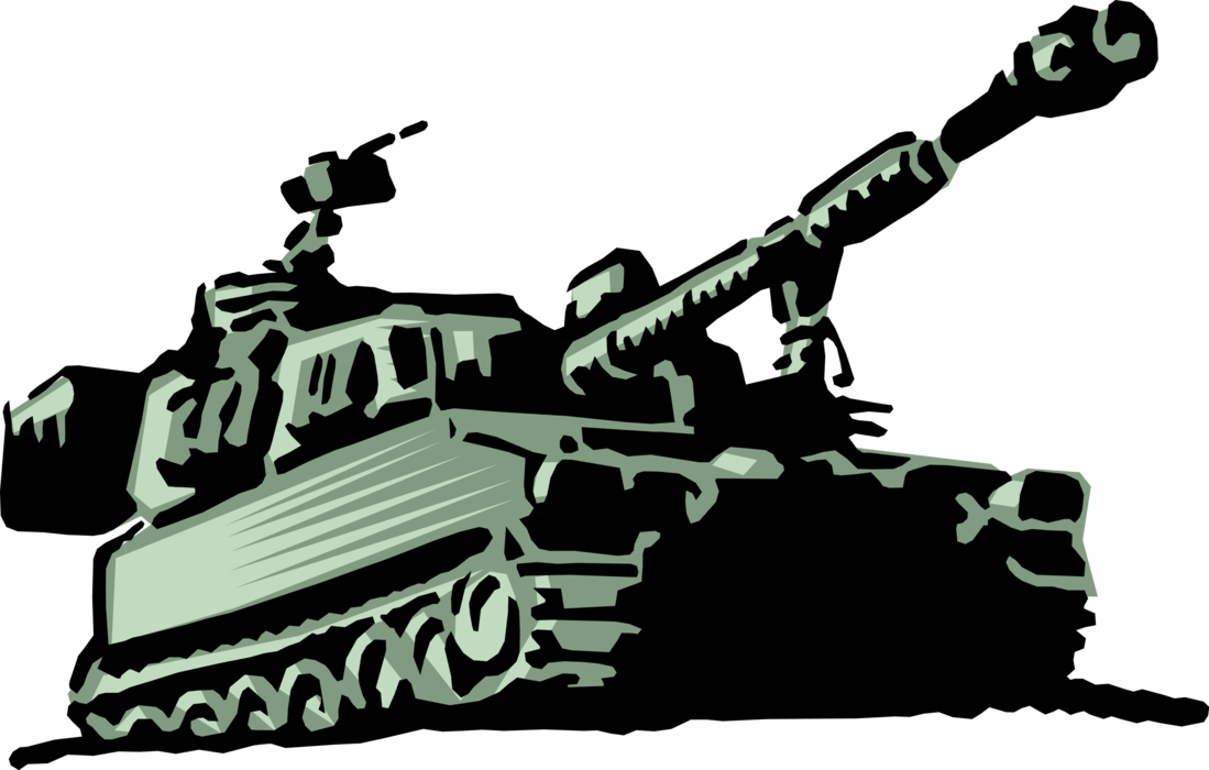 Vector Illustration of Military Tank Prepares for Battle