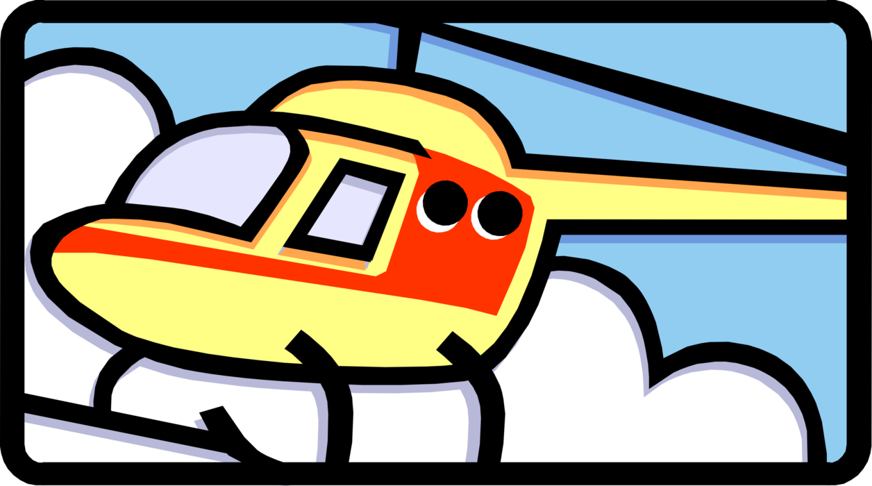 Vector Illustration of Helicopter Rotorcraft Applies Lift and Thrust Supplied by Rotors