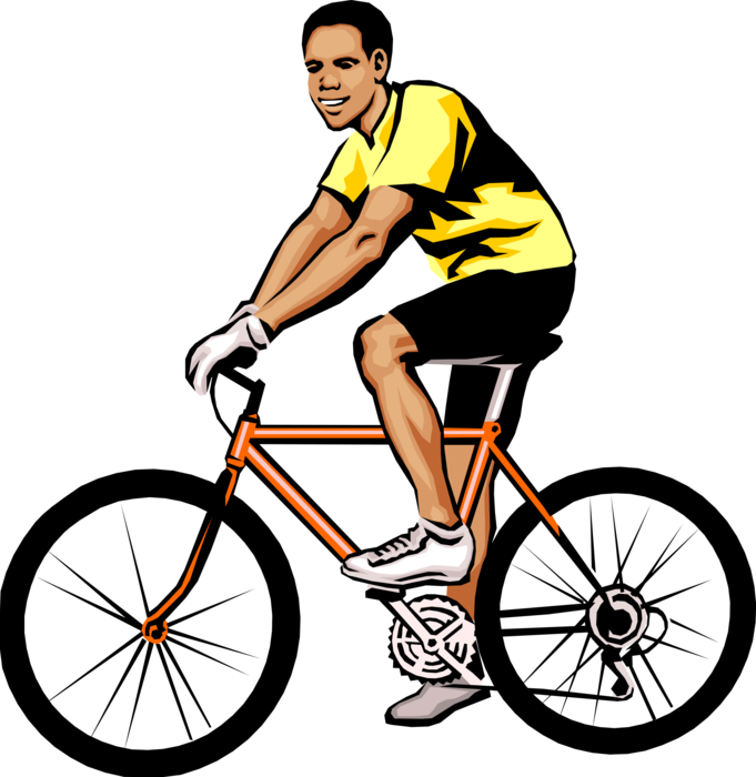Vector Illustration of Recreational Cyclist Rides Bicycle Bike
