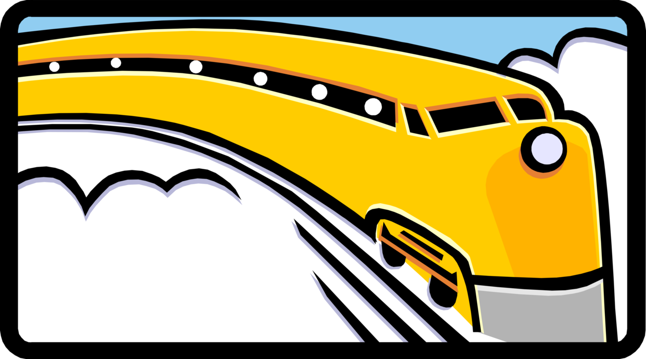 Vector Illustration of Speeding Rail Transport Locomotive Railway Train Engine