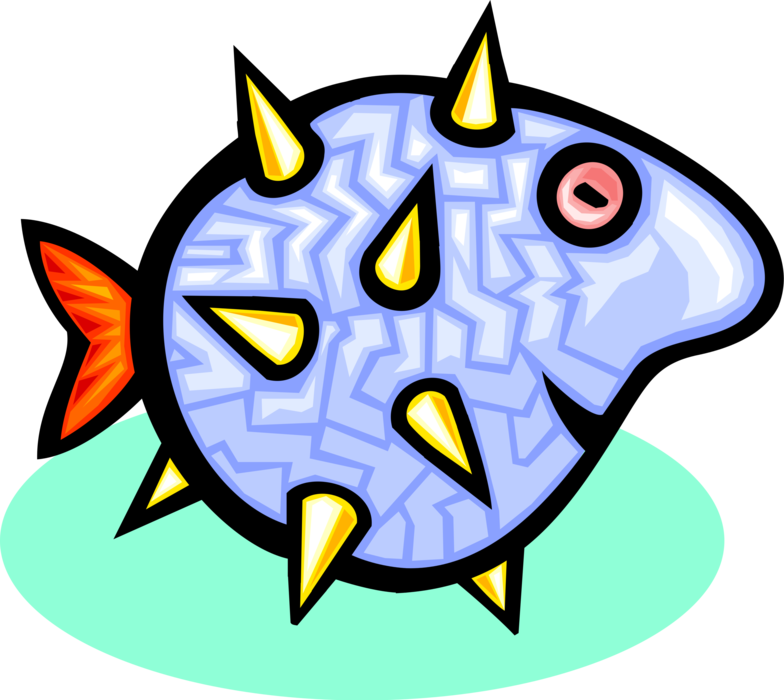 Vector Illustration of Marine Aquatic Puffer Fish Swimming